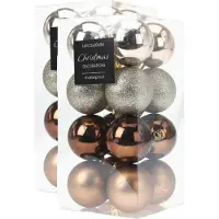 Christmas Decoration 32x stuks kerstballen mix herfstkleuren glans/mat/glitter kunststof diameter 5 cm - Kerstboom versiering