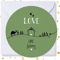 MajesticAlly Kerstkaart rond ‘Love came down-’ - 10 stuks -met enveloppen - kerstkaarten