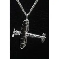 MOOYE ® - Collectie Zilveren Dubbeldekker vliegtuig ketting hanger