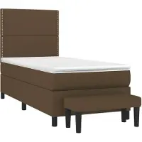 vidaXL Boxspring met matras stof donkerbruin 100x200 cm