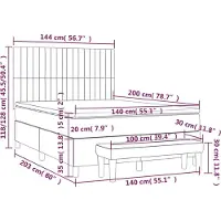 vidaXL Boxspring met matras stof blauw 140x200 cm