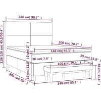 vidaXL Boxspring met matras stof crèmekleurig 140x200 cm