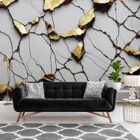 Consalnet Fotobehang - Goud - Grijs - Structuur - Vliesbehang - (254 x 184 cm)