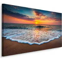 Karo-art Schilderij - Zonsondergang op de zee , Wanddecoratie , Premium print