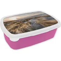 MuchoWow Broodtrommel Roze - Lunchbox - Brooddoos - Strand - Zee - Scheveningen - Nederland - 18x12x6 cm - Kinderen - Meisje
