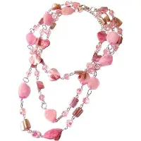 Boodz 3 Laags Ketting met Steentjes en Schelpjes Roze
