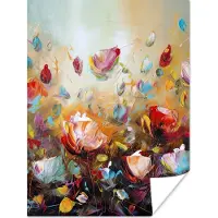 PosterMonkey Poster Bloemen - Kunst - Natuur - Olieverf - 90x120 cm