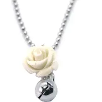 Heaven Eleven Kinderketting rvs ballchain wit koraal roosje 50cm