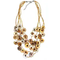 Boodz Korte Kralen Ketting met Schelpjes Bruin