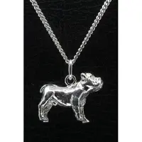 MOOYE ® - Collectie Zilveren Old english bulldog ketting hanger - groot