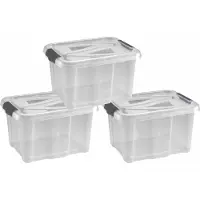 Hega hogar opbergbox - 4x - transparant/blauw- 17 liter - 40 x 32 x 23 cm - kunststof - opbergdoos - Opbergbak