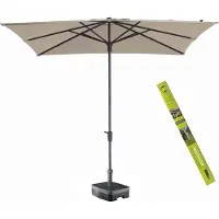 Madison Parasol vierkant ecru met voet en hoes! Syros 280 x 280 cm