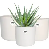 Elho B.for Soft Rond - Bloempotten voor Binnen - 100% Gerecycled Plastic - Set van 3 - Ø 14, 16, 18 cm - Wit