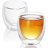 Intirilife 2x dubbelwandig thermo glas set in 200-300 ml - koffiemok geïsoleerd latte macchiato thee glas koffie glas