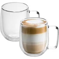 Intirilife 2x dubbelwandig thermoglas set in 250 ml - koffiemok geïsoleerd latte macchiato theeglas koffieglas