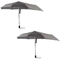 Merkloos Duo Grijze Stormparaplu's - Groot, Stevig en Opvouwbaar - Aluminium Frame - Polyester Pongee Doek - 107cm Diameter