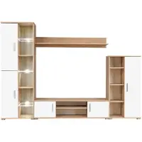 vidaXL Tv-wandmeubel met LED-verlichting Sonoma eiken en wit