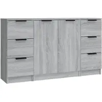 vidaXL Dressoirs 3 st bewerkt hout grijs sonoma eikenkleurig