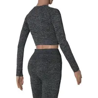 Xtreme - Sport crop top dames - Lange mouwen - Antraciet - XL - 1-Stuk - Sport top dames long sleeve