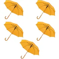 Merkloos 5x Paraplu Automatische paraplu oranje&geel Opvouwbare paraplu Houten handvat 89cm*98cm