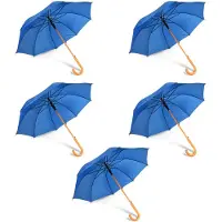 Merkloos 5x Paraplu kinderparaplu Diameter 102 cm Stevige paraplu blauw regenaccessoires polyester Automatische