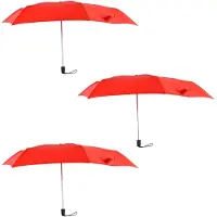 Merkloos 3x Grote Opvouwbare Stormparaplu van Polyester met Aluminium Frame - Rood 100cm Diameter