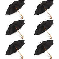 Merkloos Perfecte metgezellen: Lichtgewicht Automatische Zwarte Paraplu's - Set van 6 - Opvouwbare Diameter – 102cm