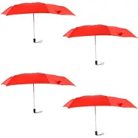 Merkloos 4x Grote Opvouwbare Stormparaplu van Polyester met Aluminium Frame - Rood 100cm Diameter
