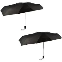 Merkloos 2x Opvouwbare paraplu in Zwart - Polyester en Aluminium - Stormparaplu - Lengte 61.5cm - Diameter. 97cm