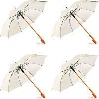 Merkloos Trendy Automatische Opvouwbare Stormparaplu - Ø98 cm - Aluminium Frame - Unisex - Wit Vanille – Polyester Set van 4