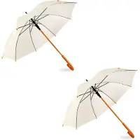 Merkloos 2x Degelijke Automatische Opvouwbare Paraplu - Ø98 cm - Unisex - Wit Vanille