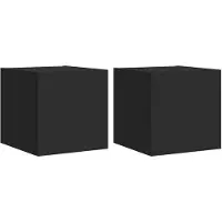 DKD Home Decor Tv-wandmeubels met LED-verlichting 2 st 30,5x35x30 cm zwart