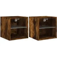 vidaXL Tv-wandmeubels met LED 2 st 30x28,5x30 cm gerookt eikenkleurig
