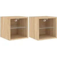 vidaXL Tv-wandmeubels met LED 2 st 30x28,5x30 cm sonoma eikenkleurig