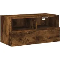 DKD Home Decor Tv-wandmeubel 60x30x30 cm bewerkt hout gerookt eikenkleurig