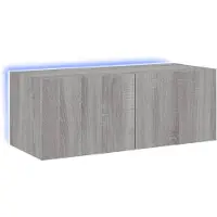 DKD Home Decor Tv-wandmeubel met LED-verlichting 80x35x31 cm grijs sonoma
