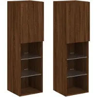 vidaXL Tv-meubels met LED-verlichting 2 st 30,5x30x102 cm bruineiken