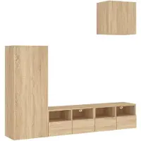 vidaXL 4-delige Tv-wandmeubelset bewerkt hout sonoma eikenkleurig