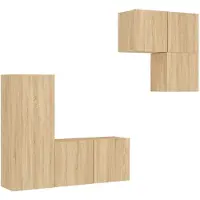 vidaXL 4-delige Tv-wandmeubelset bewerkt hout sonoma eikenkleurig
