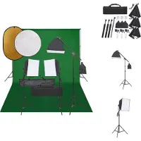 vidaXL Fotostudioset - Verlichtingsset 100W - Achtergrondsysteem - Flexibele reflectorset - Opbergtas - Fotostudio Set