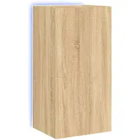 DKD Home Decor Tv-wandmeubel met LED-verlichting 40,5x35x80 cm sonoma eiken