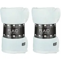 In the Mood 2x Stuks Fleece dekens/fleeceplaids mintgroen 130 x 180 cm polyester - Plaids