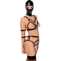 Bad Kitty - lingerie set met masker - zwart - S