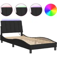 vidaXL Bedframe met LED zonder matras "Hanko" fluweel zwart 80x200 cm