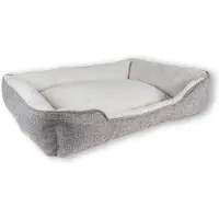 Intirilife fluffy pluche huisdierbed in grijs - 60 x 47 x 13 cm - zacht antislip hondenbed kattenbed kussen