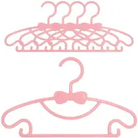 Intirilife 5x kinderkledinghangers van plastic in roze - 28.7 x 17 x 0.3 cm - kledinghangers voor baby- en peuterkleding