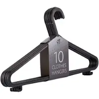 Intirilife kleerhangers in glanzend zwart - 10 stuks patzbesparende kleerhangers van glanzende kunststof met broekstang