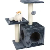 Intirilife krabpaal met een hoogte van 70 cm in grijs - stabiele kattenkrabpaal, klimboom met meerdere niveaus
