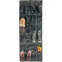 Intirilife hangende schoenenorganizer met 24 vakken zwart - 150 x 55 x 2 cm - hangend deurschoenenrek, schoenenopslag