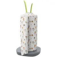 Intirilife blad keukenrolhouder - keukenrolstandaard vrijstaand antislip 32,5 cm hoog groen